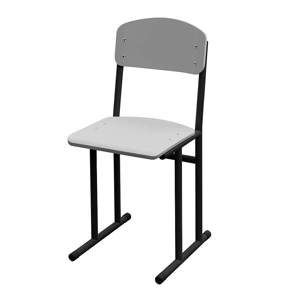 Стілець учнівський полозковий, на металевому каркасі (кругла труба), з покриттям фанери пластиком HPL, ростова група №6, ЛЕЛЕКА, 380х450х860 мм.